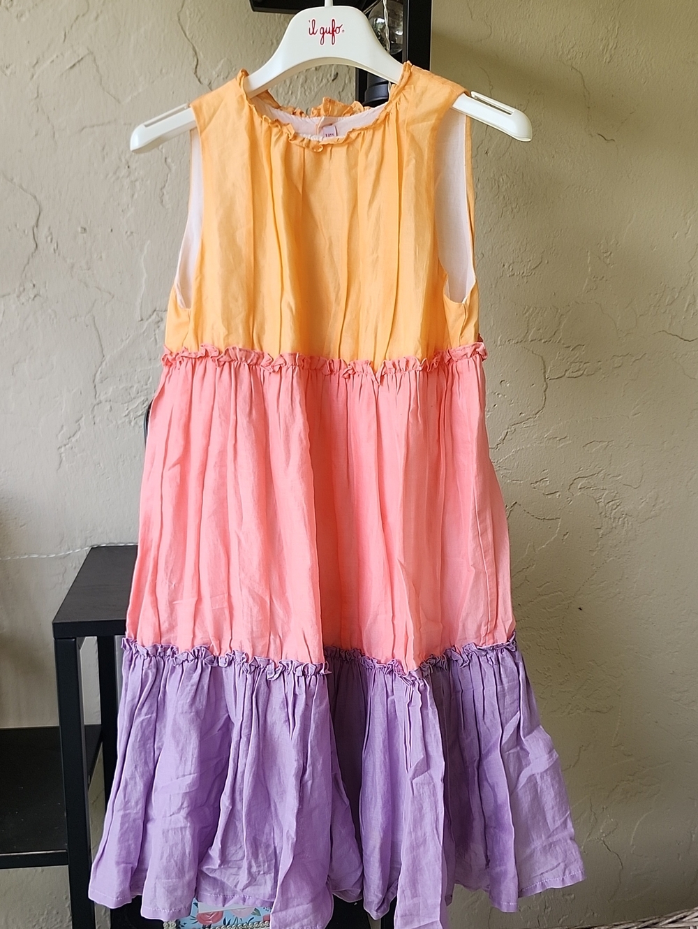 Il Gufo Yellow, Pink & Purple Tiered Sleeveless Dress